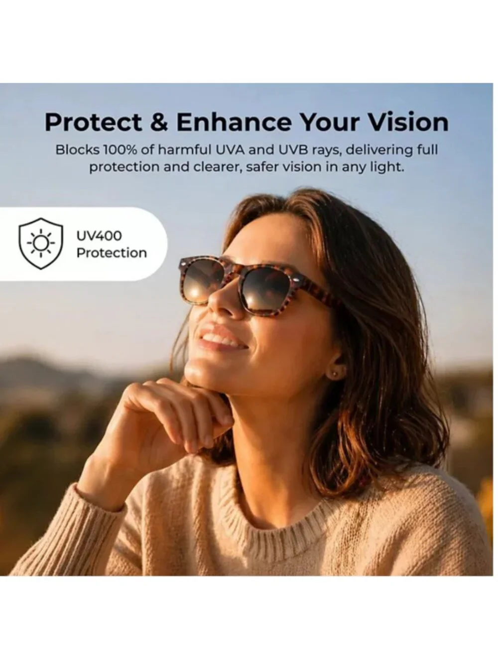 Smart Glasses UV400, Bluetooth Audio with Open Ear Speakers, Hands-Free Calling